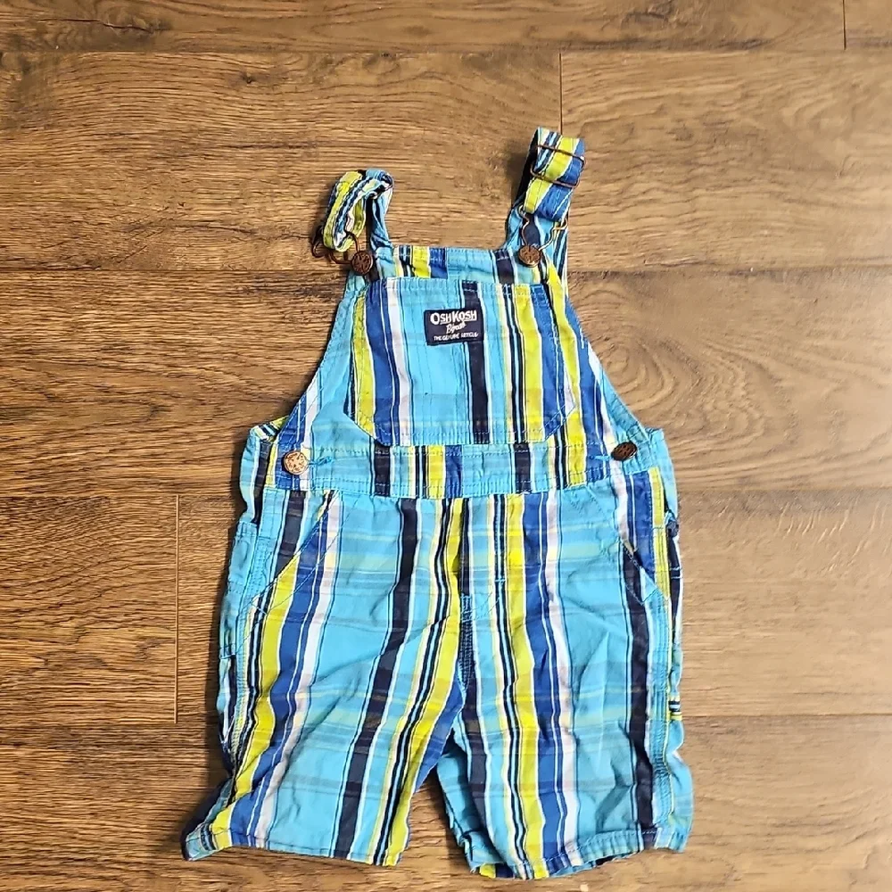 OshKosh B'gosh Overalls Vibrant Striped  Shorts Carpenters 24 Months Boy Girl